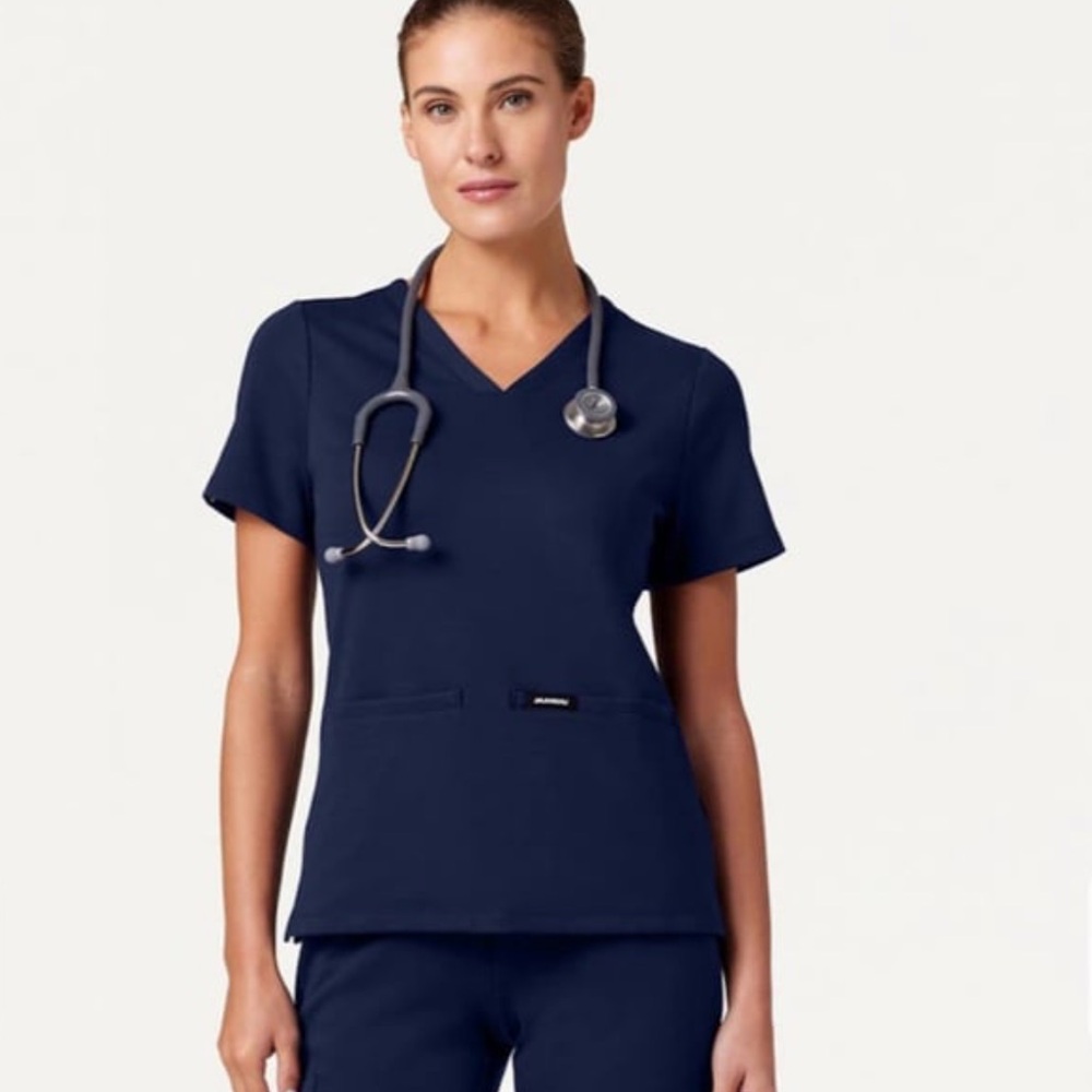 Jaanuu Navy Short Sleeve Women's Scrub Set